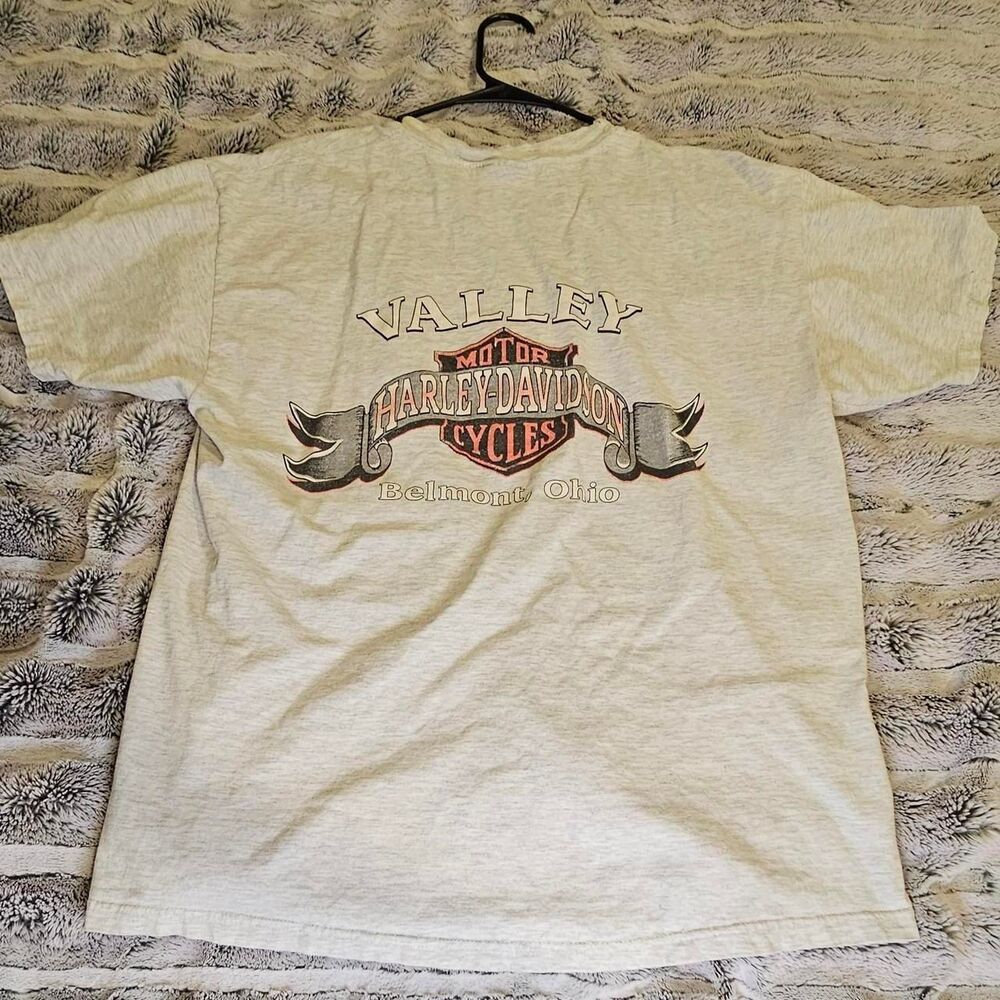 Harley-davidson Men's Grey and White T-shirt